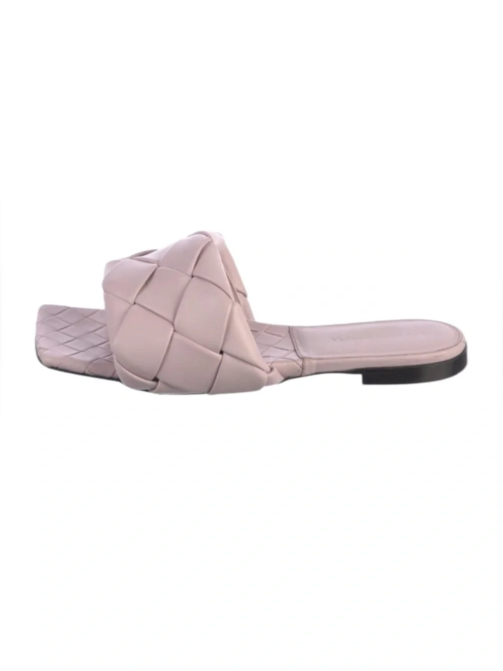 Bottega Veneta Lido Flat Sandals Grape Woven Leather Square Toe EU 38 US 8 - Picture 2 of 11
